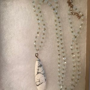 Long Marble Pendant Necklace